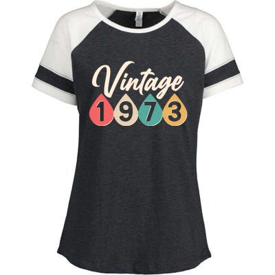 Vintage 1973 50th Birthday Retro Teardrop Design Enza Ladies Jersey Colorblock Tee