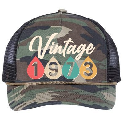 Vintage 1973 50th Birthday Retro Teardrop Design Retro Rope Trucker Hat Cap