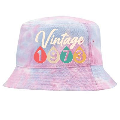 Vintage 1973 50th Birthday Retro Teardrop Design Tie-Dyed Bucket Hat