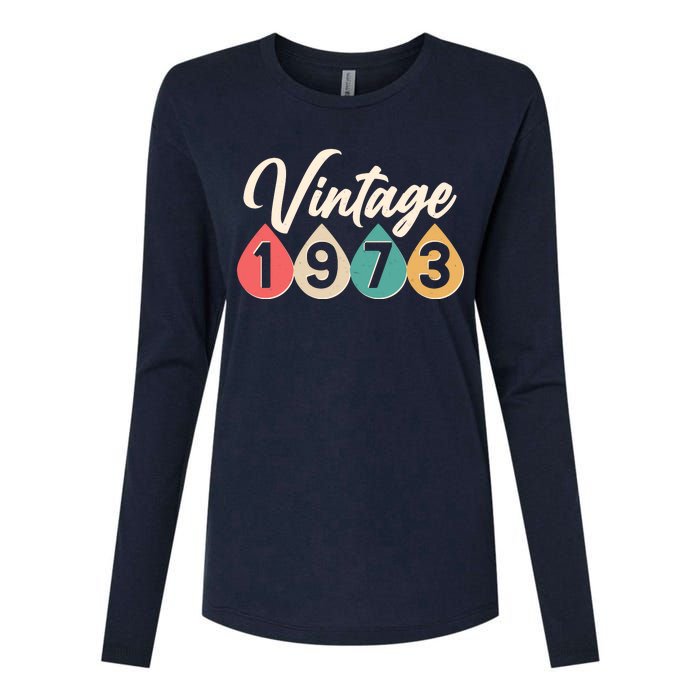 Vintage 1973 50th Birthday Retro Teardrop Design Womens Cotton Relaxed Long Sleeve T-Shirt