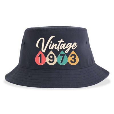 Vintage 1973 50th Birthday Retro Teardrop Design Sustainable Bucket Hat