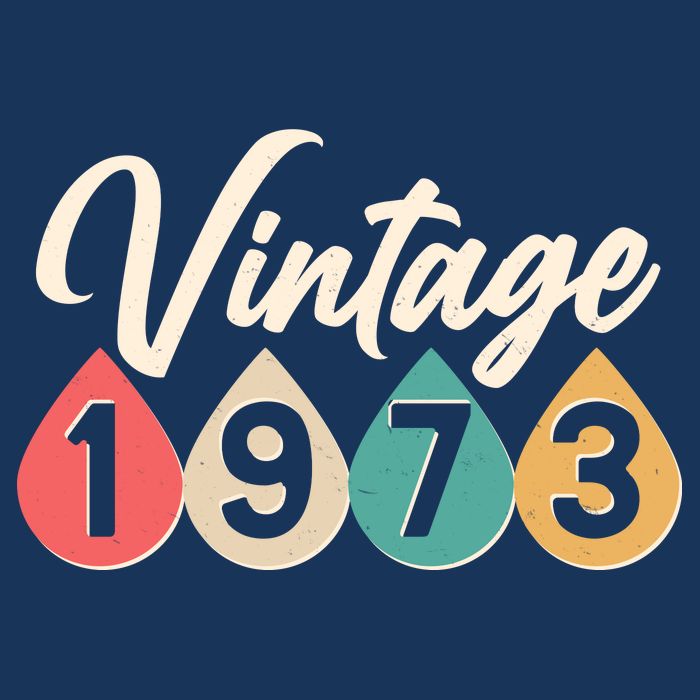 Vintage 1973 50th Birthday Retro Teardrop Design 7-Panel Snapback Hat