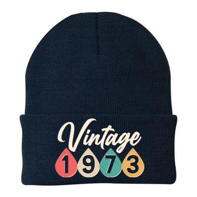 Vintage 1973 50th Birthday Retro Teardrop Design Knit Cap Winter Beanie