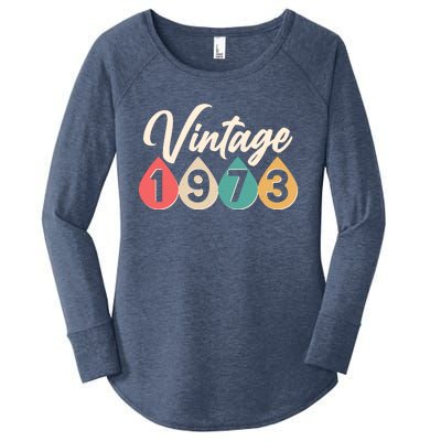 Vintage 1973 50th Birthday Retro Teardrop Design Women's Perfect Tri Tunic Long Sleeve Shirt