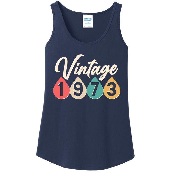 Vintage 1973 50th Birthday Retro Teardrop Design Ladies Essential Tank