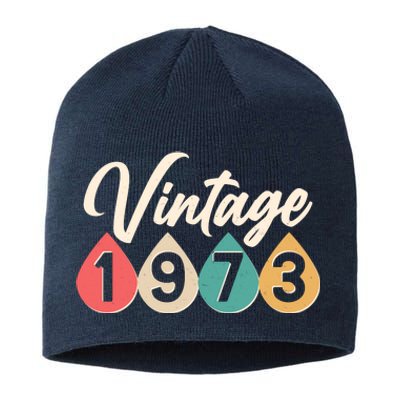 Vintage 1973 50th Birthday Retro Teardrop Design Sustainable Beanie