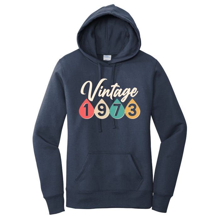 Vintage 1973 50th Birthday Retro Teardrop Design Women's Pullover Hoodie