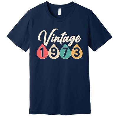 Vintage 1973 50th Birthday Retro Teardrop Design Premium T-Shirt