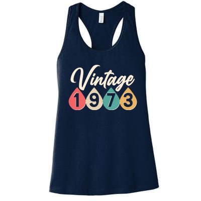 Vintage 1973 50th Birthday Retro Teardrop Design Women's Racerback Tank