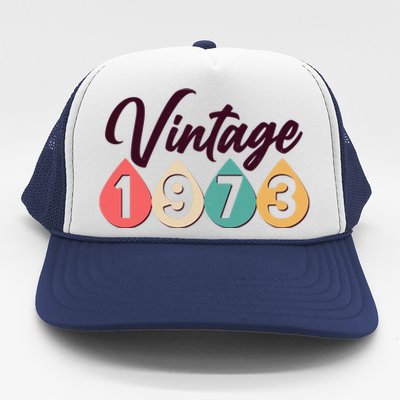 Vintage 1973 50th Birthday Retro Teardrop Design Trucker Hat