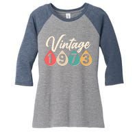 Vintage 1973 50th Birthday Retro Teardrop Design Women's Tri-Blend 3/4-Sleeve Raglan Shirt