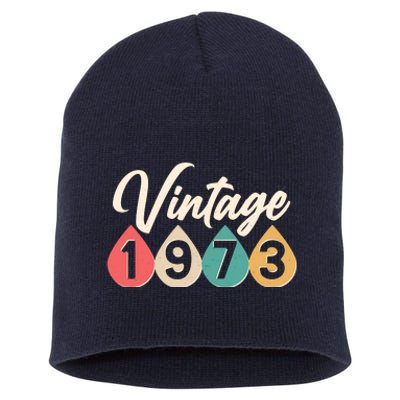 Vintage 1973 50th Birthday Retro Teardrop Design Short Acrylic Beanie