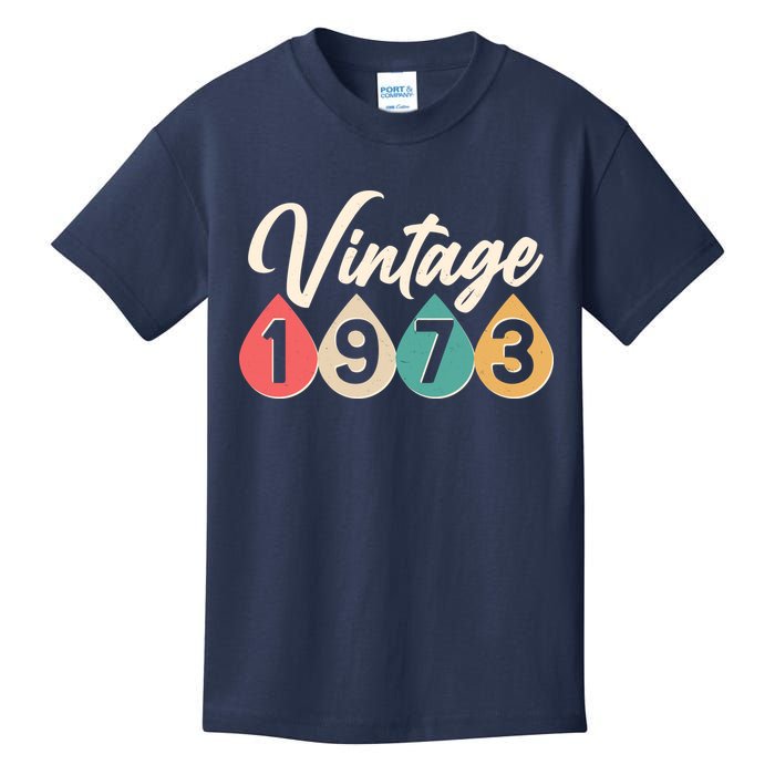 Vintage 1973 50th Birthday Retro Teardrop Design Kids T-Shirt