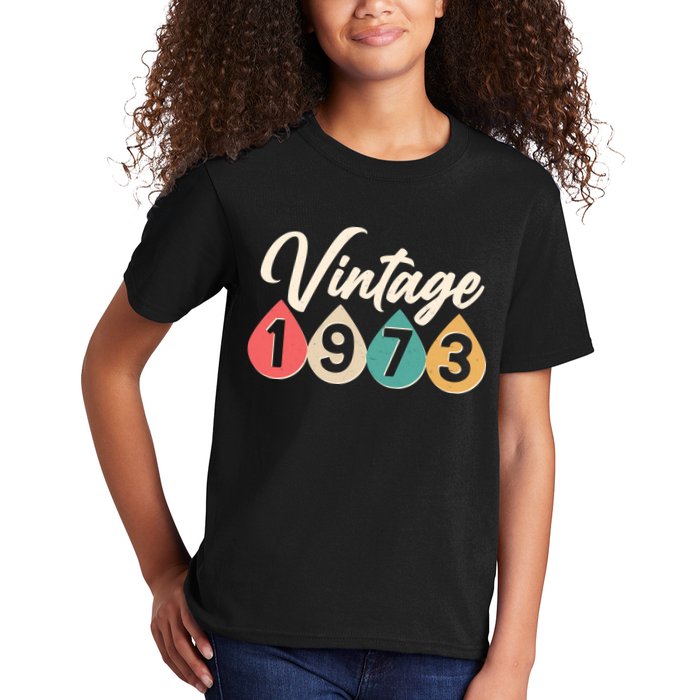 Vintage 1973 50th Birthday Retro Teardrop Design Kids T-Shirt