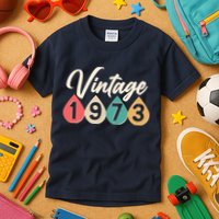 Vintage 1973 50th Birthday Retro Teardrop Design Kids T-Shirt