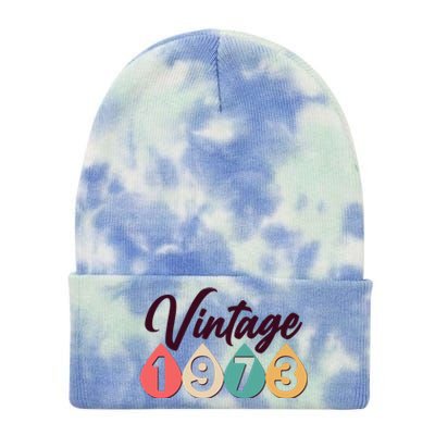 Vintage 1973 50th Birthday Retro Teardrop Design Tie Dye 12in Knit Beanie