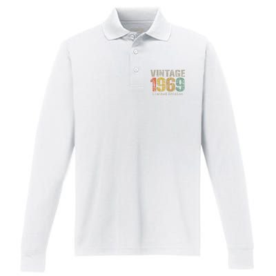 Vintage 1969 55th Birthday Gifts 55 Year Old Performance Long Sleeve Polo