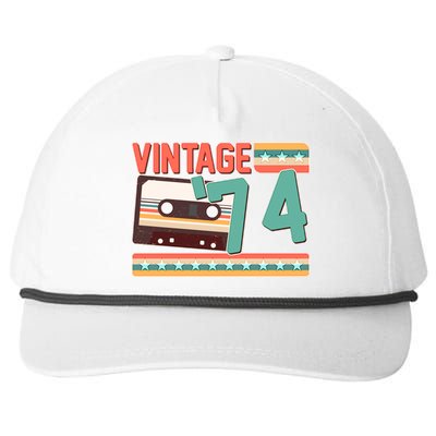 Vintage 1974 50th Birthday Cassette Tape Snapback Five-Panel Rope Hat