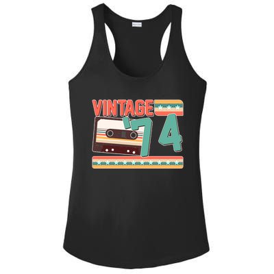 Vintage 1974 50th Birthday Cassette Tape Ladies PosiCharge Competitor Racerback Tank