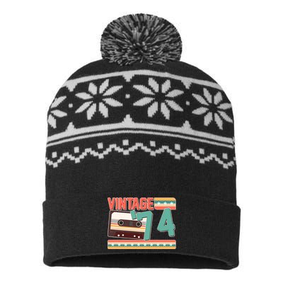 Vintage 1974 50th Birthday Cassette Tape USA-Made Snowflake Beanie