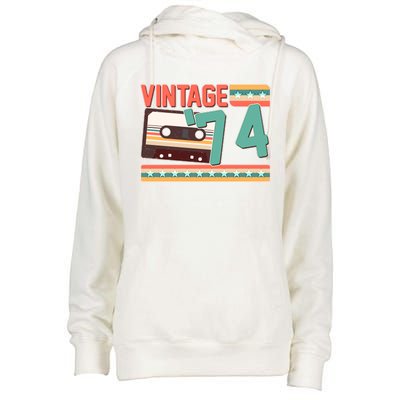 Vintage 1974 50th Birthday Cassette Tape Womens Funnel Neck Pullover Hood