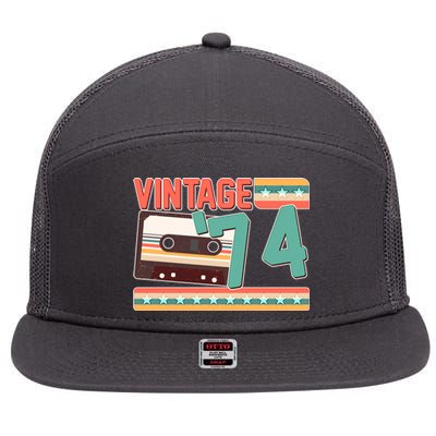 Vintage 1974 50th Birthday Cassette Tape 7 Panel Mesh Trucker Snapback Hat