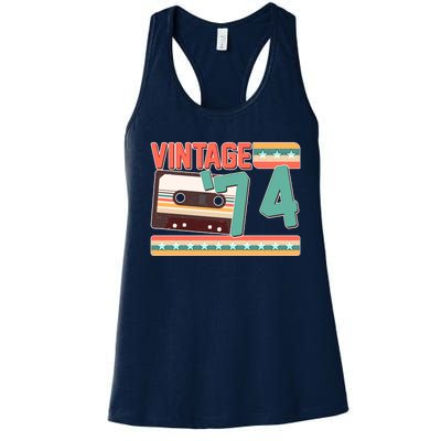 Vintage 1974 50th Birthday Cassette Tape Women's Racerback Tank