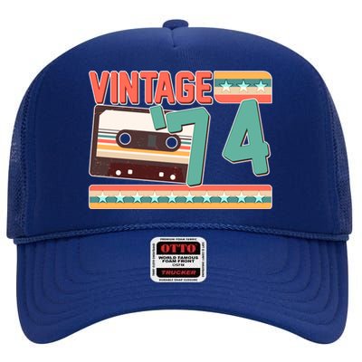 Vintage 1974 50th Birthday Cassette Tape High Crown Mesh Back Trucker Hat