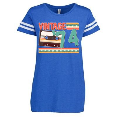 Vintage 1974 50th Birthday Cassette Tape Enza Ladies Jersey Football T-Shirt