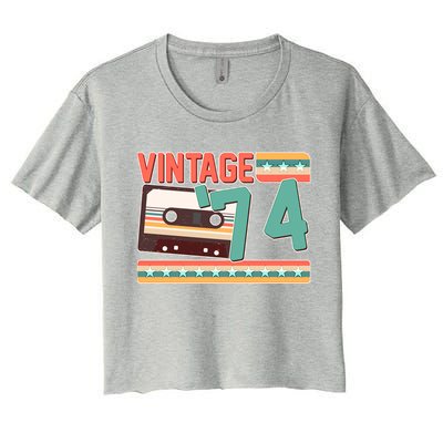 Vintage 1974 50th Birthday Cassette Tape Women's Crop Top Tee