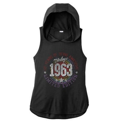 Vintage 1963 60 Year Old Gifts Limited Edition 60th Birthday Love Cute Ladies PosiCharge Tri-Blend Wicking Draft Hoodie Tank