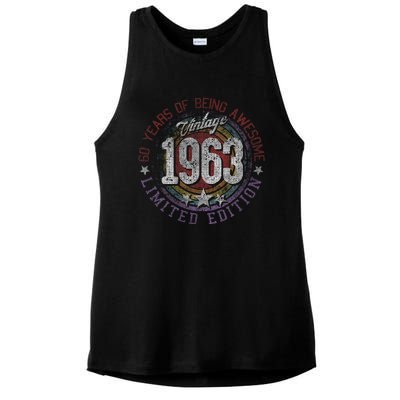 Vintage 1963 60 Year Old Gifts Limited Edition 60th Birthday Love Cute Ladies PosiCharge Tri-Blend Wicking Tank