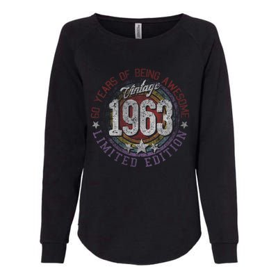 Vintage 1963 60 Year Old Gifts Limited Edition 60th Birthday Love Cute Womens California Wash Sweatshirt