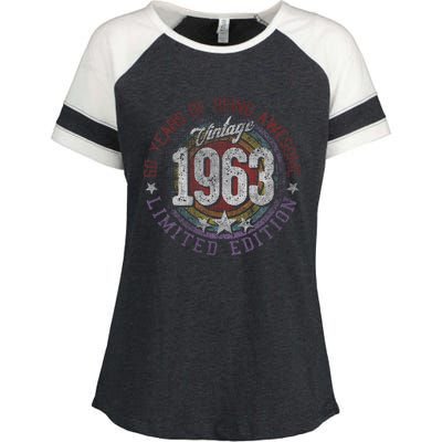 Vintage 1963 60 Year Old Gifts Limited Edition 60th Birthday Love Cute Enza Ladies Jersey Colorblock Tee