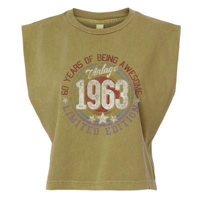 Vintage 1963 60 Year Old Gifts Limited Edition 60th Birthday Love Cute Garment-Dyed Women's Muscle Tee