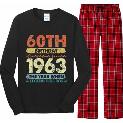 Vintage 1963 60 Year Old Gifts Limited Edition 60th Birthday Long Sleeve Pajama Set