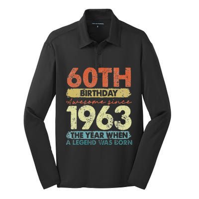 Vintage 1963 60 Year Old Gifts Limited Edition 60th Birthday Silk Touch Performance Long Sleeve Polo