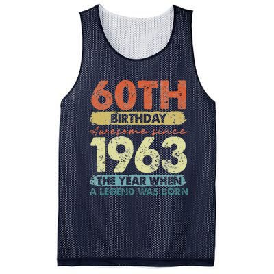 Vintage 1963 60 Year Old Gifts Limited Edition 60th Birthday Mesh Reversible Basketball Jersey Tank