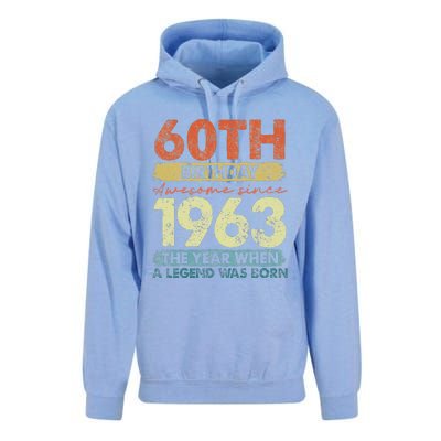 Vintage 1963 60 Year Old Gifts Limited Edition 60th Birthday Unisex Surf Hoodie