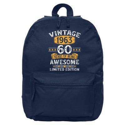 Vintage 1963 60 Years Old 60th Birthday Gifts For Cute 16 in Basic Backpack