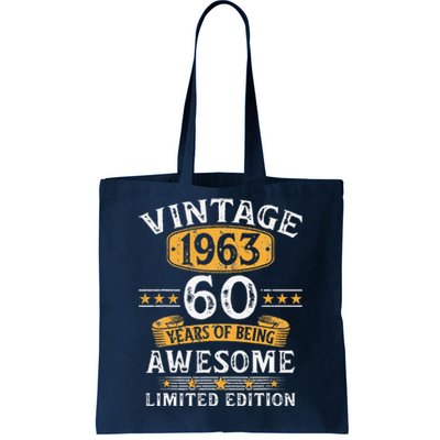 Vintage 1963 60 Years Old 60th Birthday Gifts For Cute Tote Bag