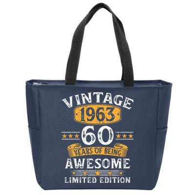 Vintage 1963 60 Years Old 60th Birthday Gifts For Cute Zip Tote Bag