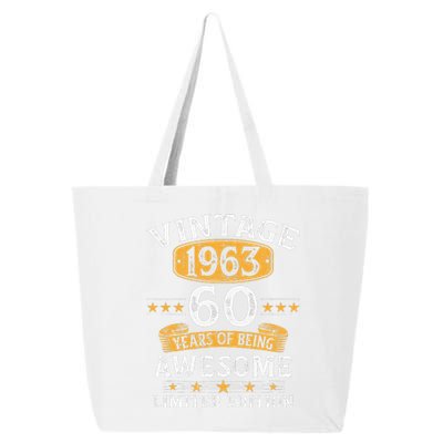 Vintage 1963 60 Years Old 60th Birthday Gifts For Cute 25L Jumbo Tote