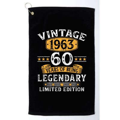 Vintage 1963 60 Years Old Gifts 60th Birthday Gift For Cute Platinum Collection Golf Towel