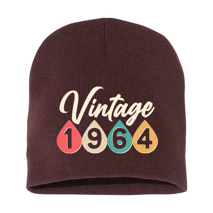 Vintage 1964 60th Birthday Retro Teardrop Design Short Acrylic Beanie