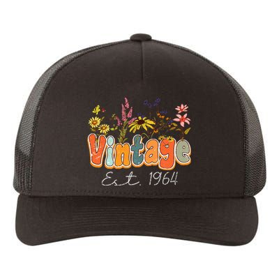 Vintage 1964 60th Birthday Wildflower 60 Year Old Women Yupoong Adult 5-Panel Trucker Hat