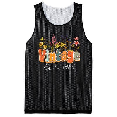 Vintage 1964 60th Birthday Wildflower 60 Year Old Women Mesh Reversible Basketball Jersey Tank