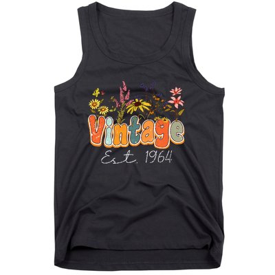 Vintage 1964 60th Birthday Wildflower 60 Year Old Women Tank Top