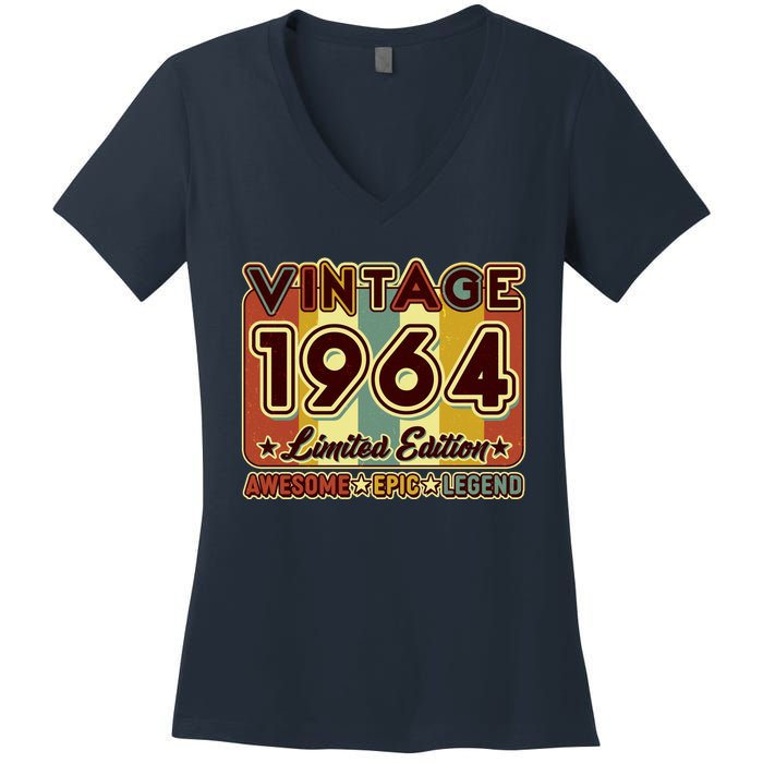 Vintage 1964 60th Birthday Limited Edition Awesome Epic Legend Women's V-Neck T-Shirt