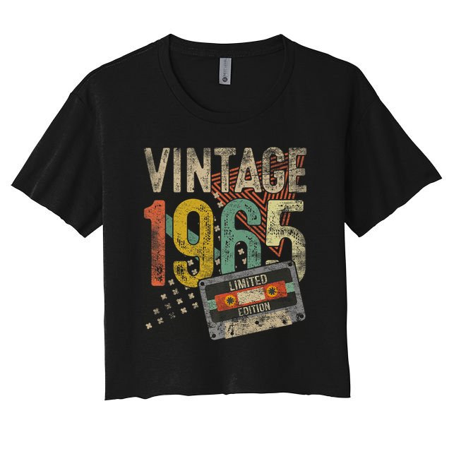 Vintage 1965 60th Birthday 60 Year Old Women's Crop Top Tee